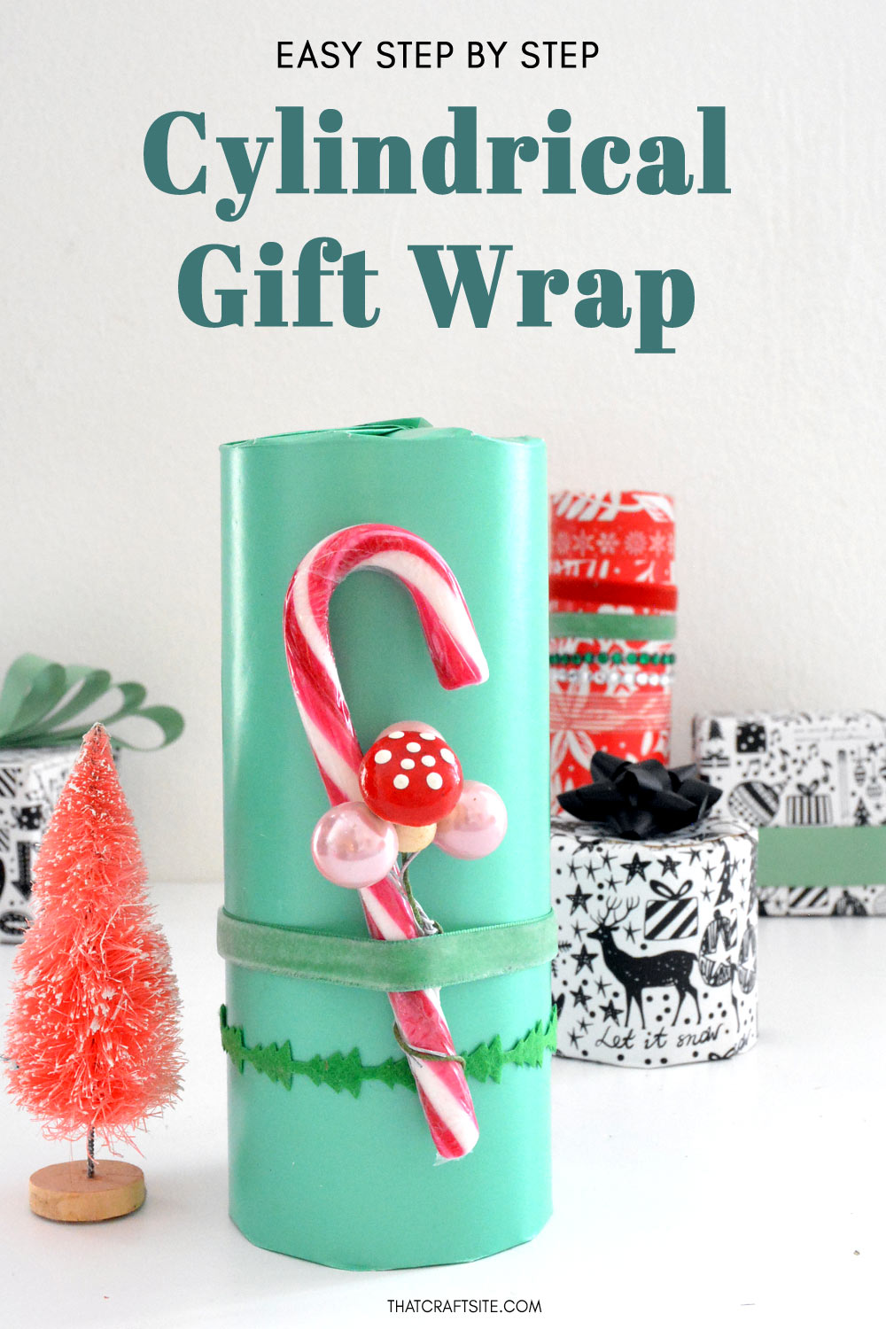 How To Wrap A Cylinder Gift The Round Pleated Way   Cylinder Gift Wrap How To 1b 